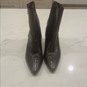 Brown  Pointed Toe Ankle Boots